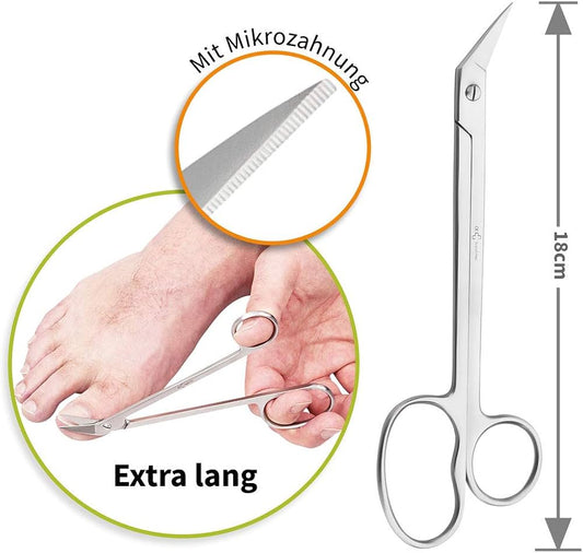 Lopalmed Fußnagelschere 18 cm EXTRA Lang mit Mikroverzahnung