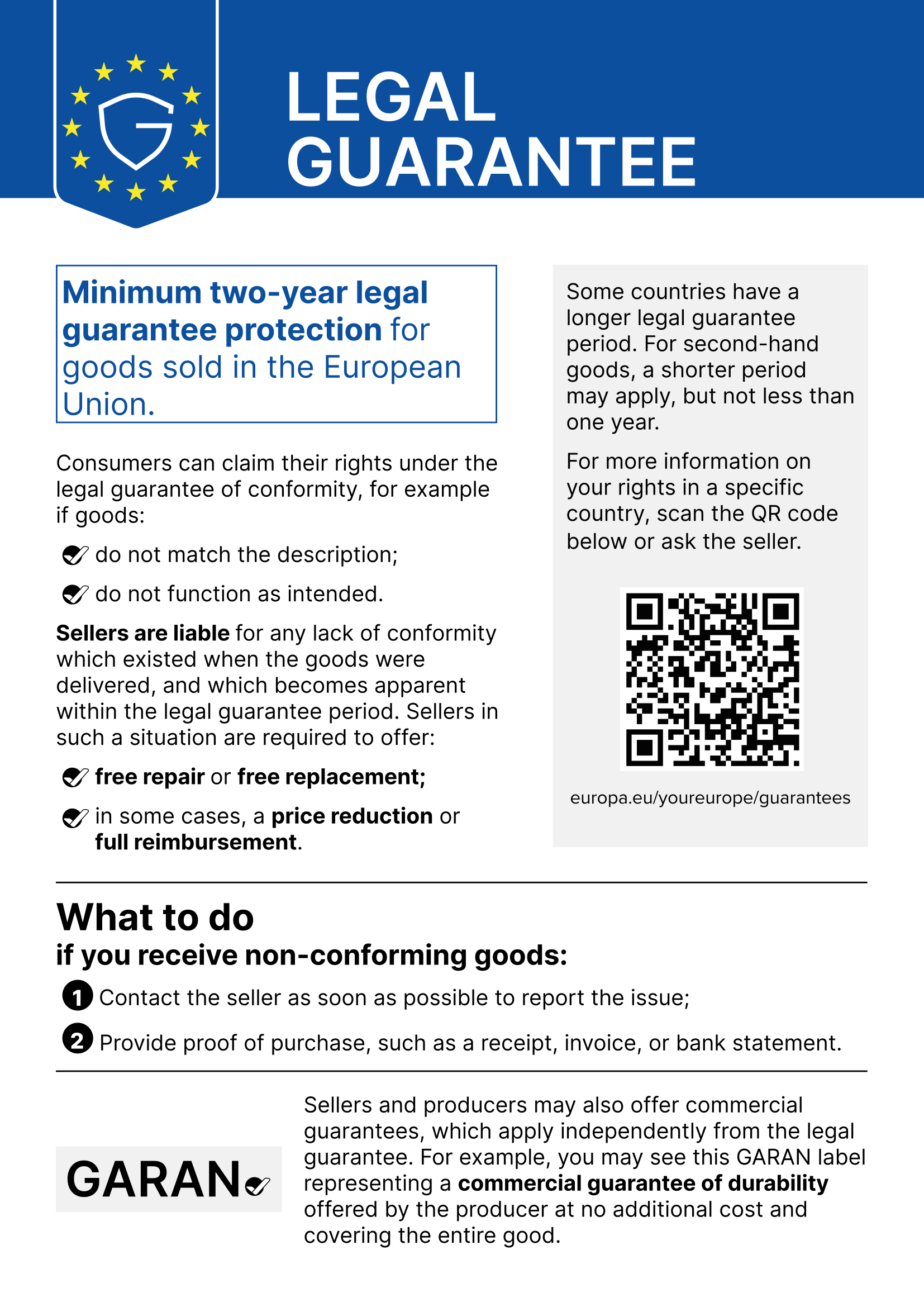 Legal guarantee – harmonised EU notice